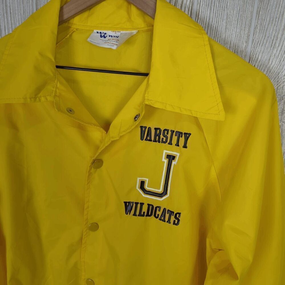 Vintage Yellow Windbreaker Varsity Wildcats Unlined Jacket Size Medium - Picture 4 of 8